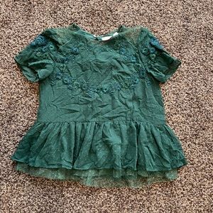 Zara green mesh top